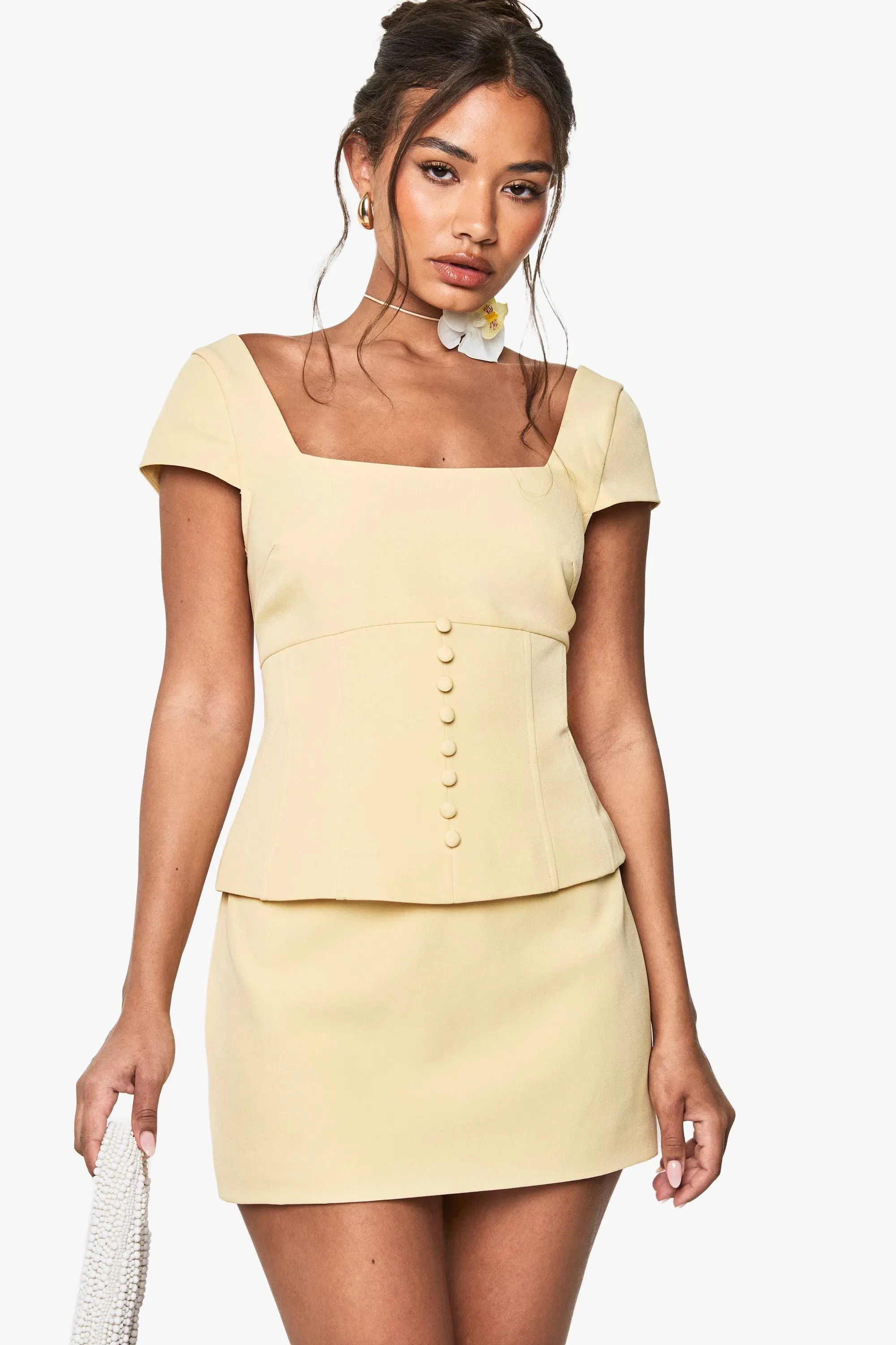 Side Button Detail Mini Skirt