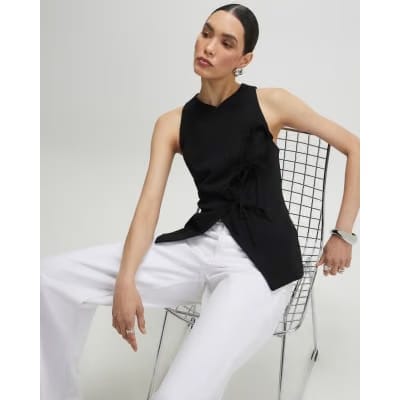 Black Asymmetric Bow Tie Front Waistcoat