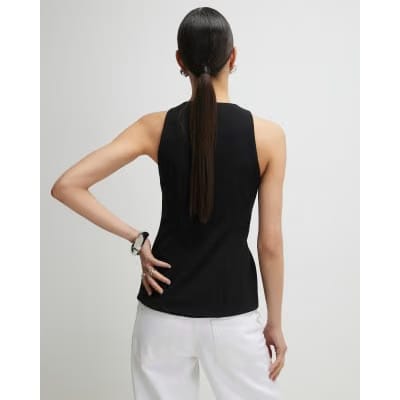 Black Asymmetric Bow Tie Front Waistcoat