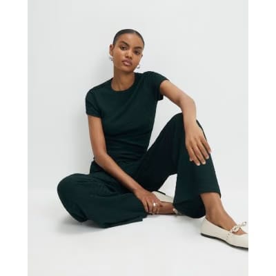 Green Textured Fitted T-Shirt