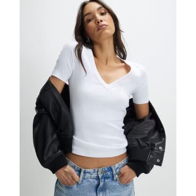 White V Neck T-Shirt