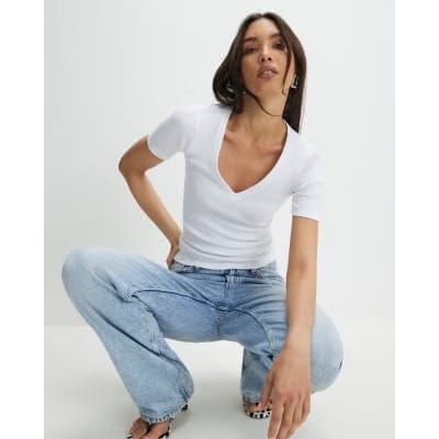 White V Neck T-Shirt