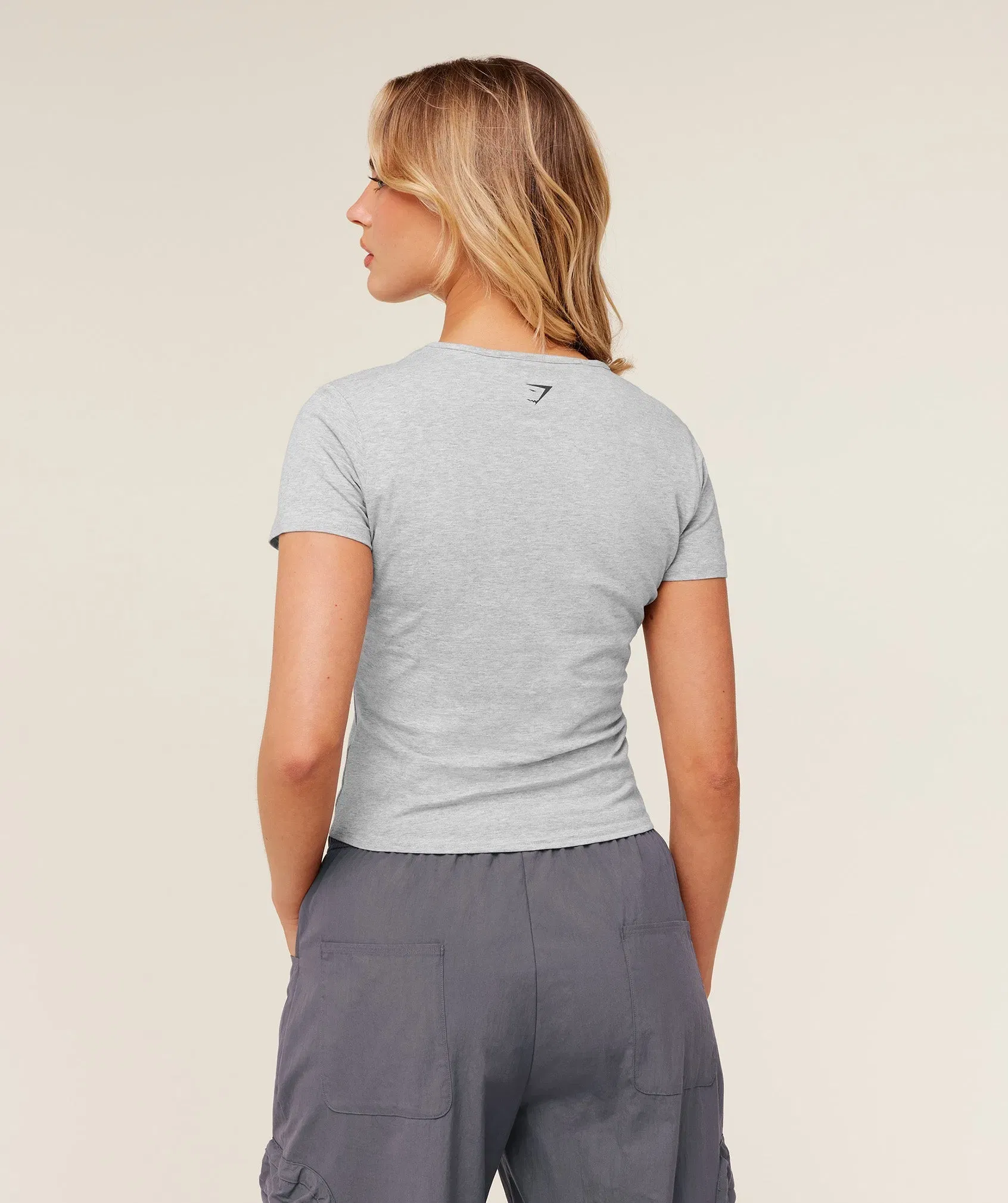 Gymshark Worn Crest Graphic Baby T-Shirt - Light Grey Core Marl