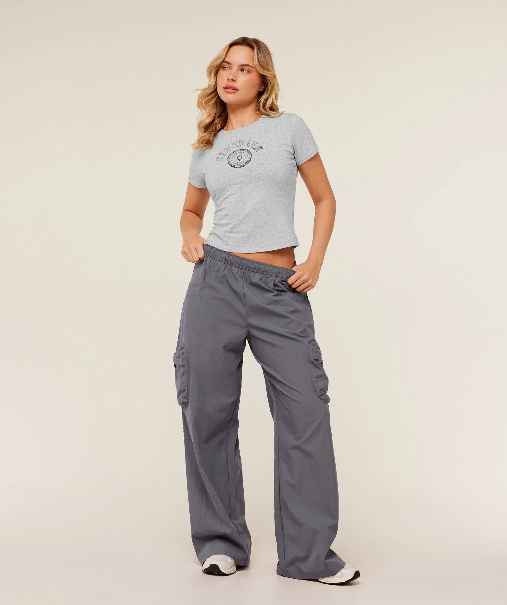 Gymshark Worn Crest Graphic Baby T-Shirt - Light Grey Core Marl