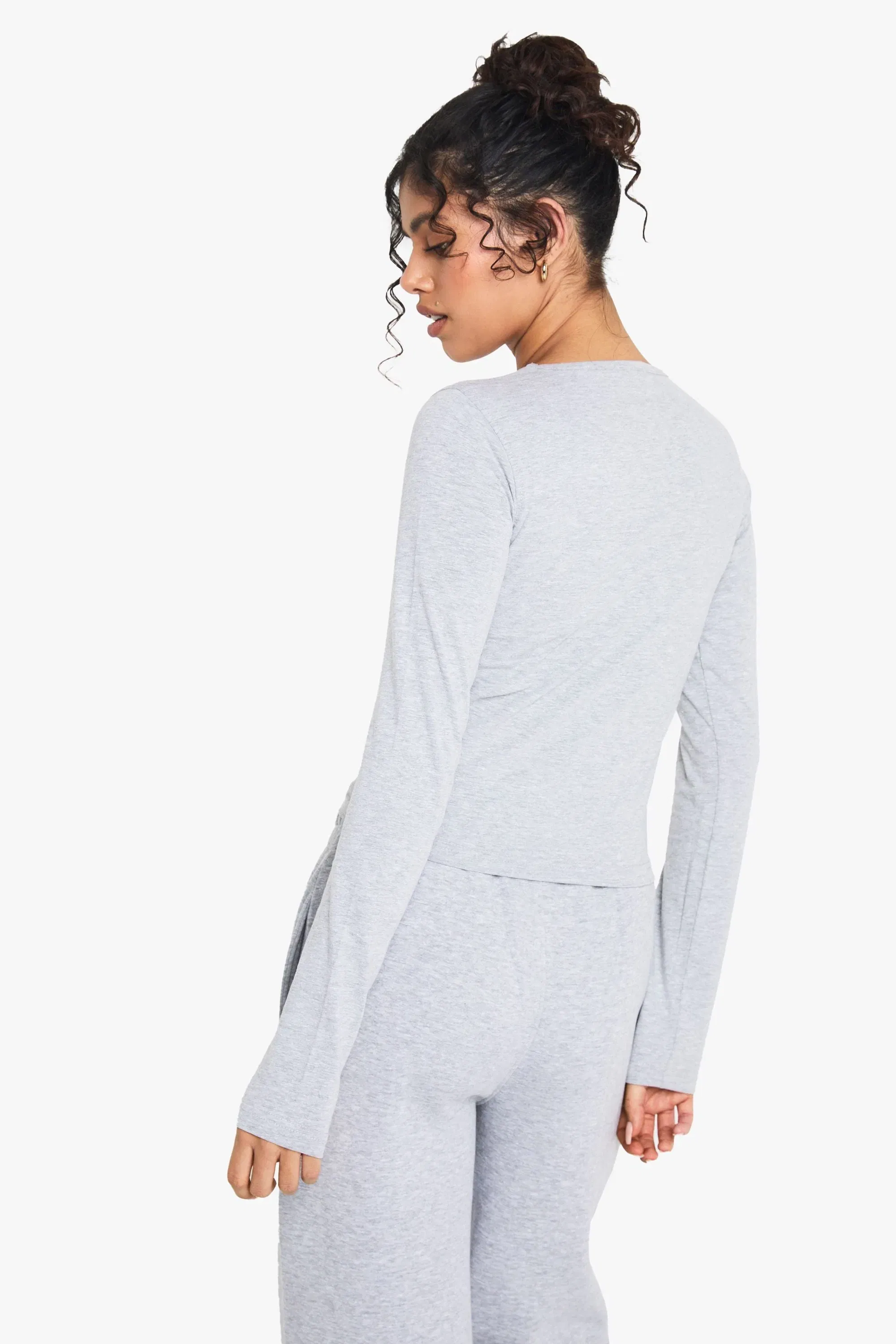 Contrast Piping Detail Long Sleeve Top