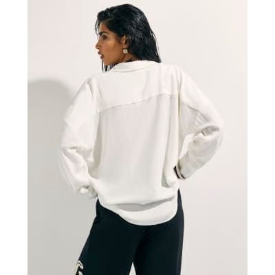 White Linen Blend Shirt
