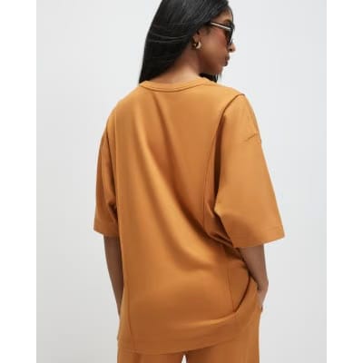 Orange Oversized Seam Front T-Shirt