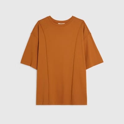 Orange Oversized Seam Front T-Shirt