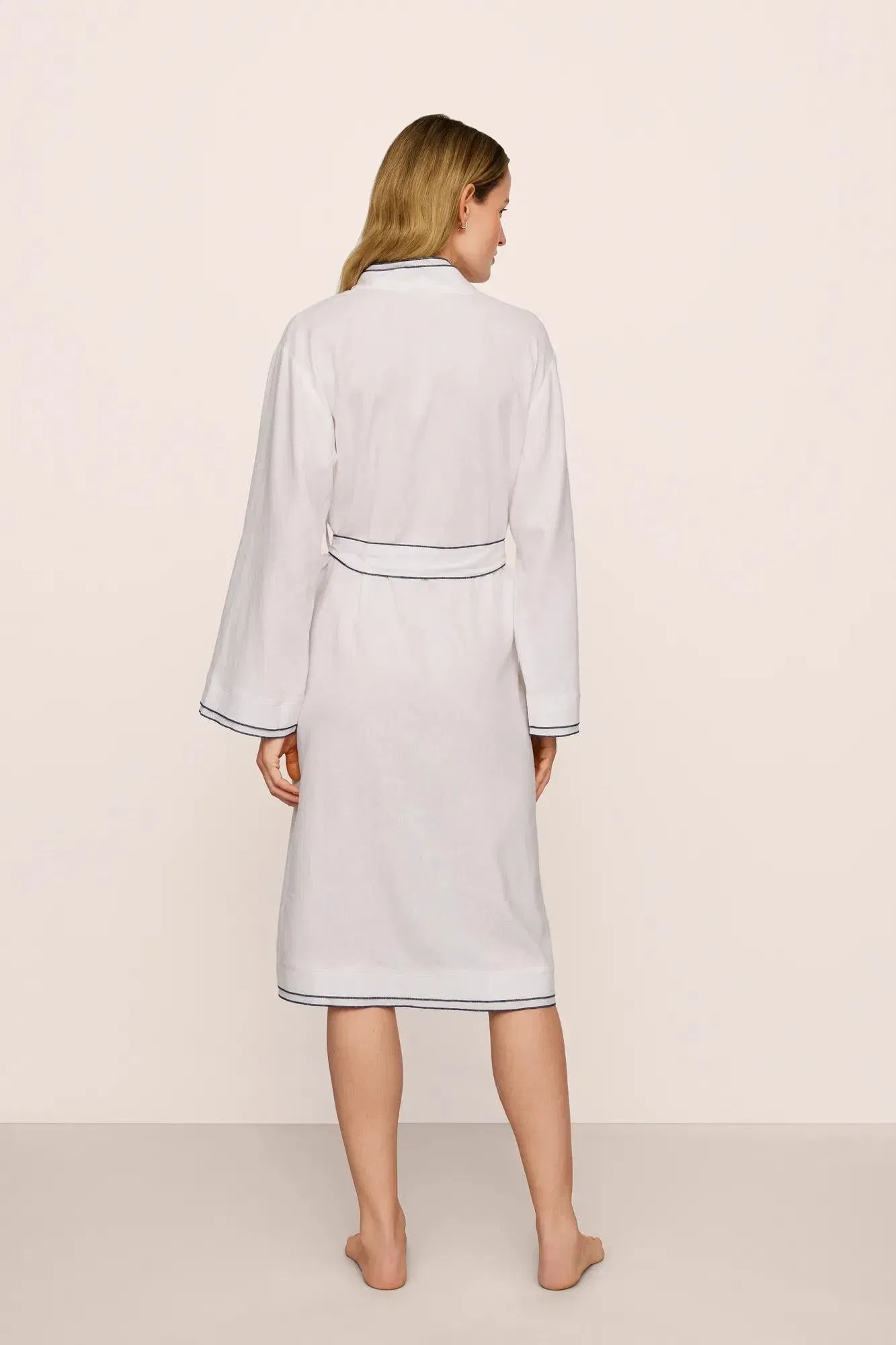 Linen Blend Long Sleeve Robe