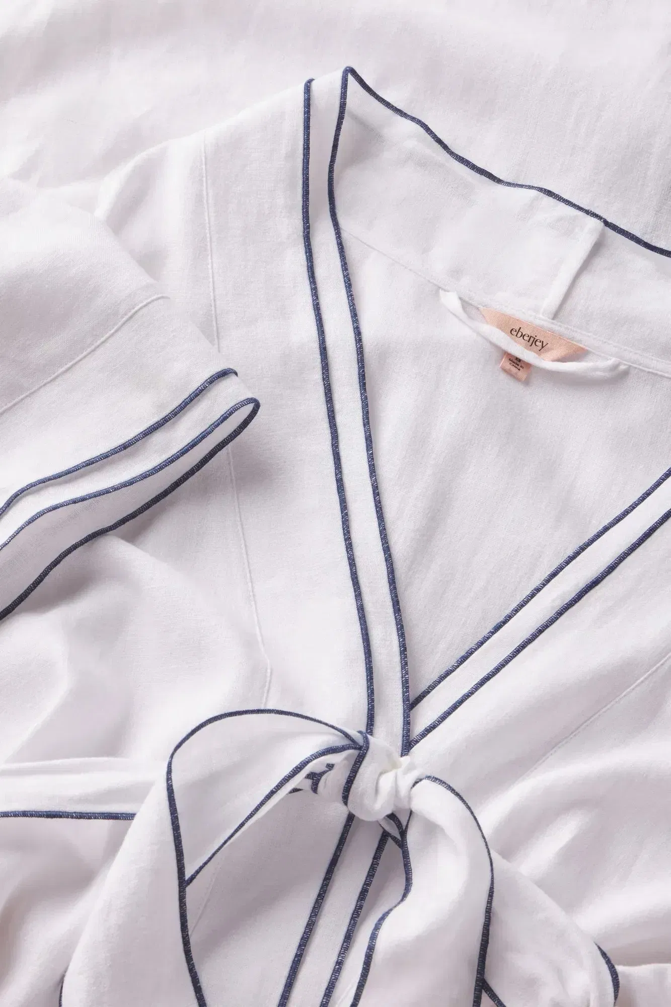 Linen Blend Long Sleeve Robe
