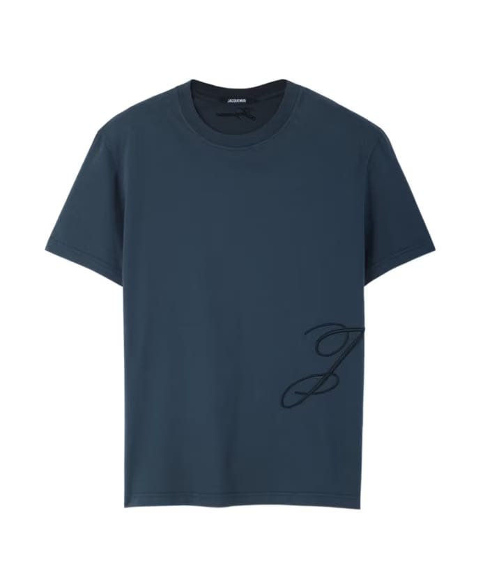 Jacquemus Blue Embroidered Logo T-shirt