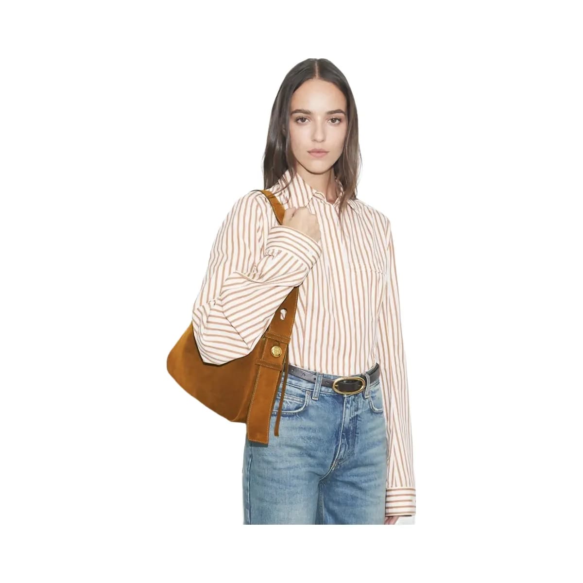 Tory Burch Romy Suede Shoulder Bag Caramel