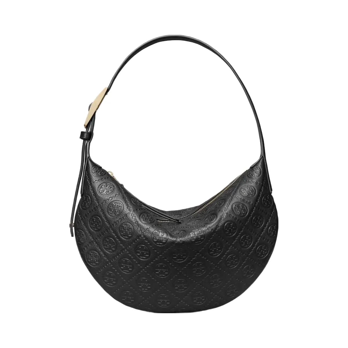 Tory Burch T Monogram Pebbled Small Balloon Bag Black
