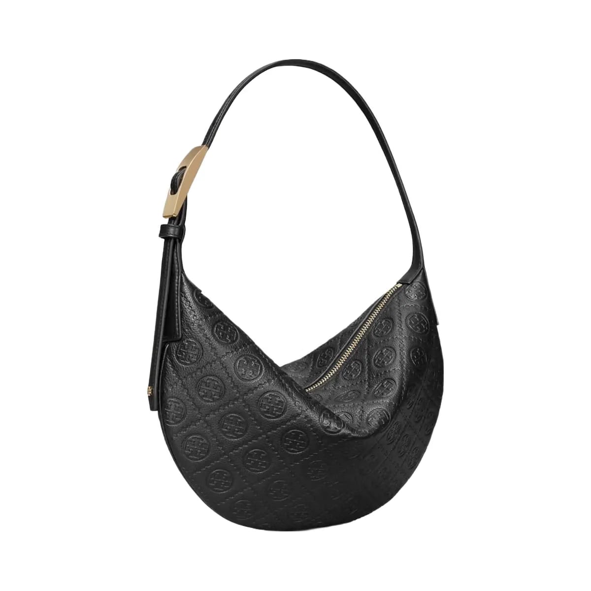 Tory Burch T Monogram Pebbled Small Balloon Bag Black
