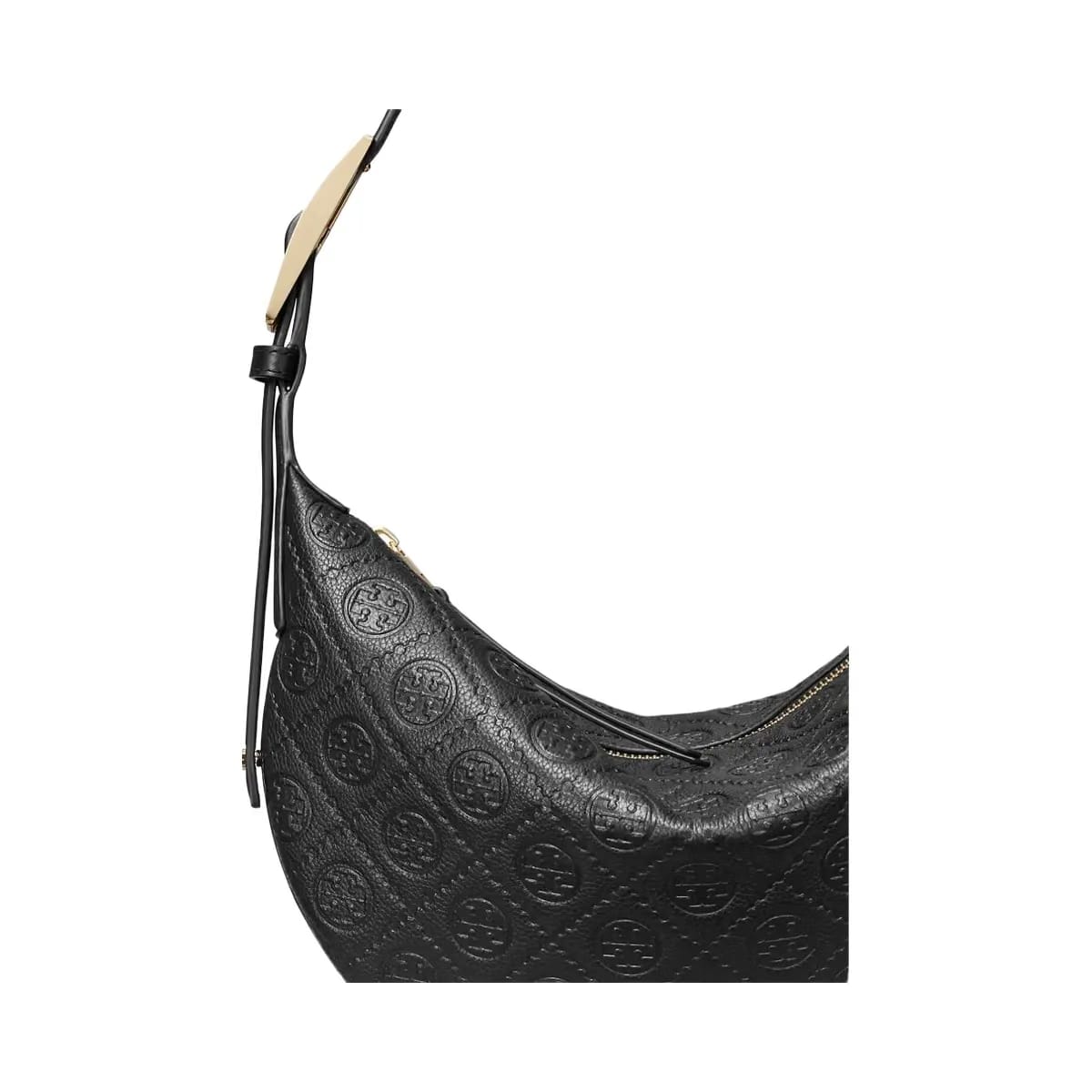 Tory Burch T Monogram Pebbled Small Balloon Bag Black