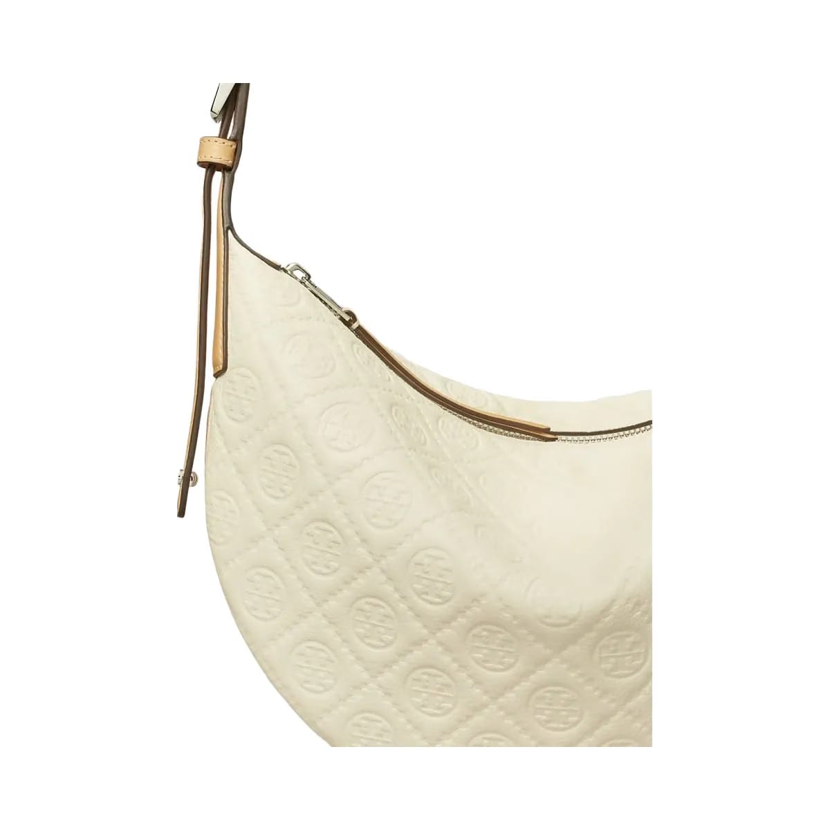Tory Burch T Monogram Pebbled Small Balloon Bag Warm White