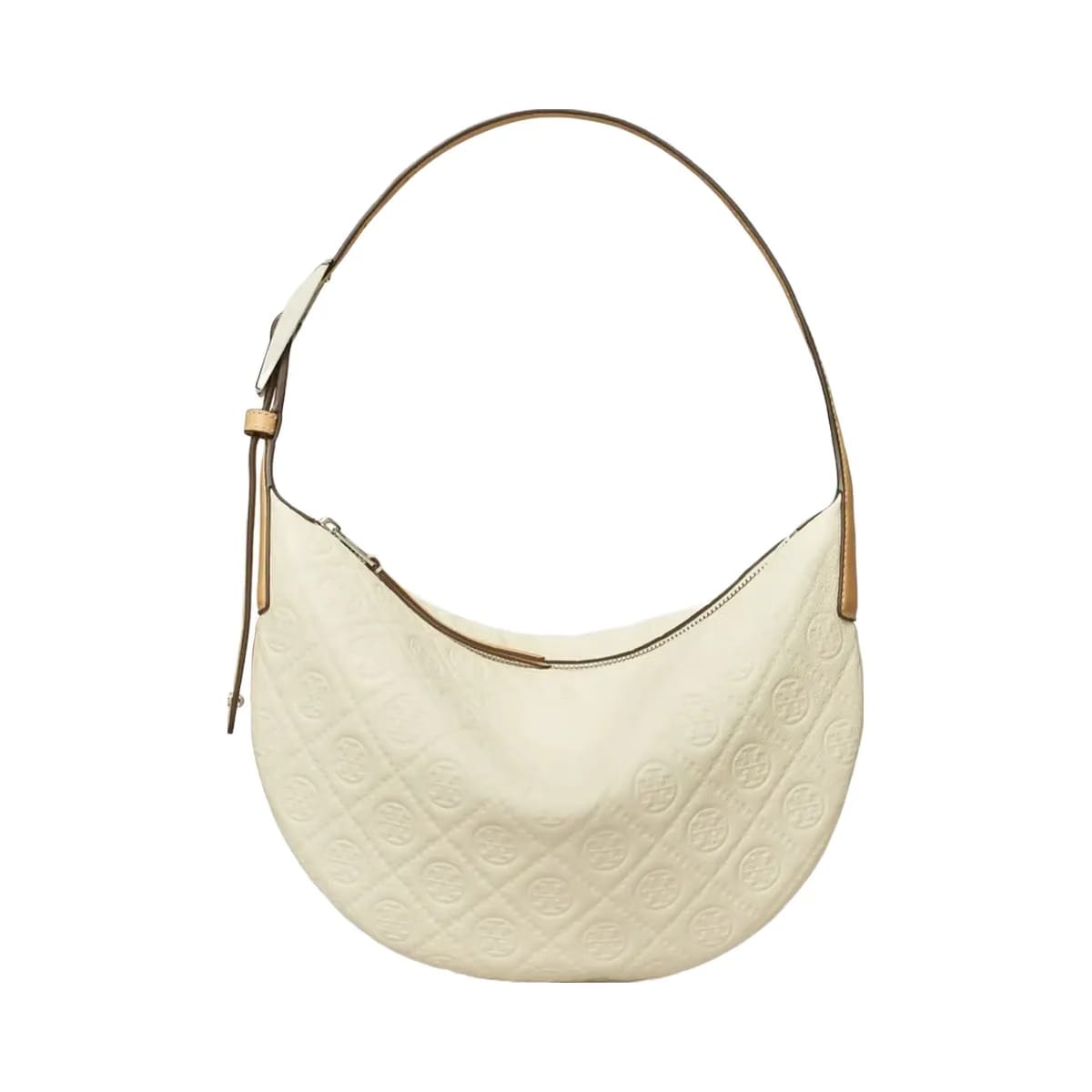 Tory Burch T Monogram Pebbled Small Balloon Bag Warm White