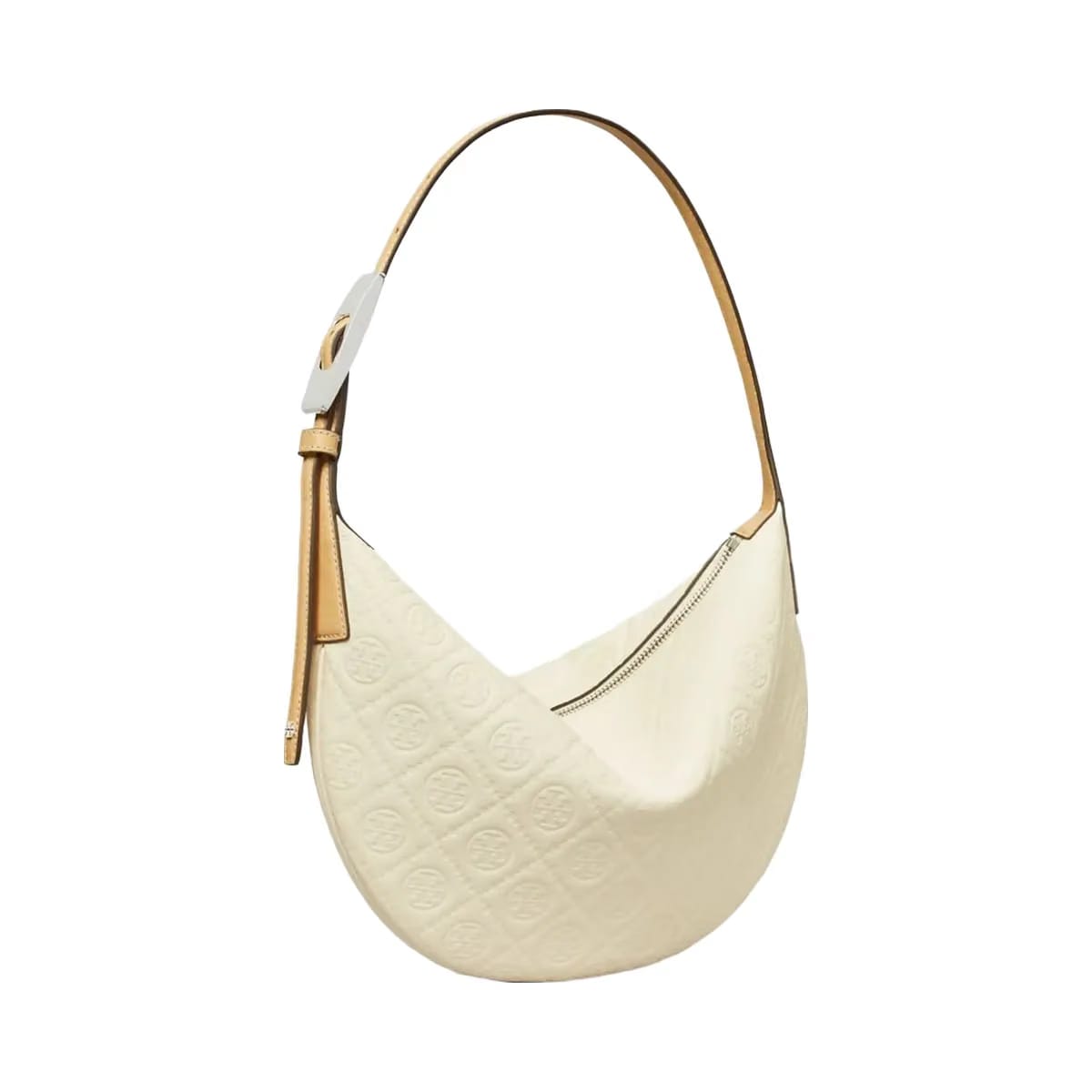 Tory Burch T Monogram Pebbled Small Balloon Bag Warm White