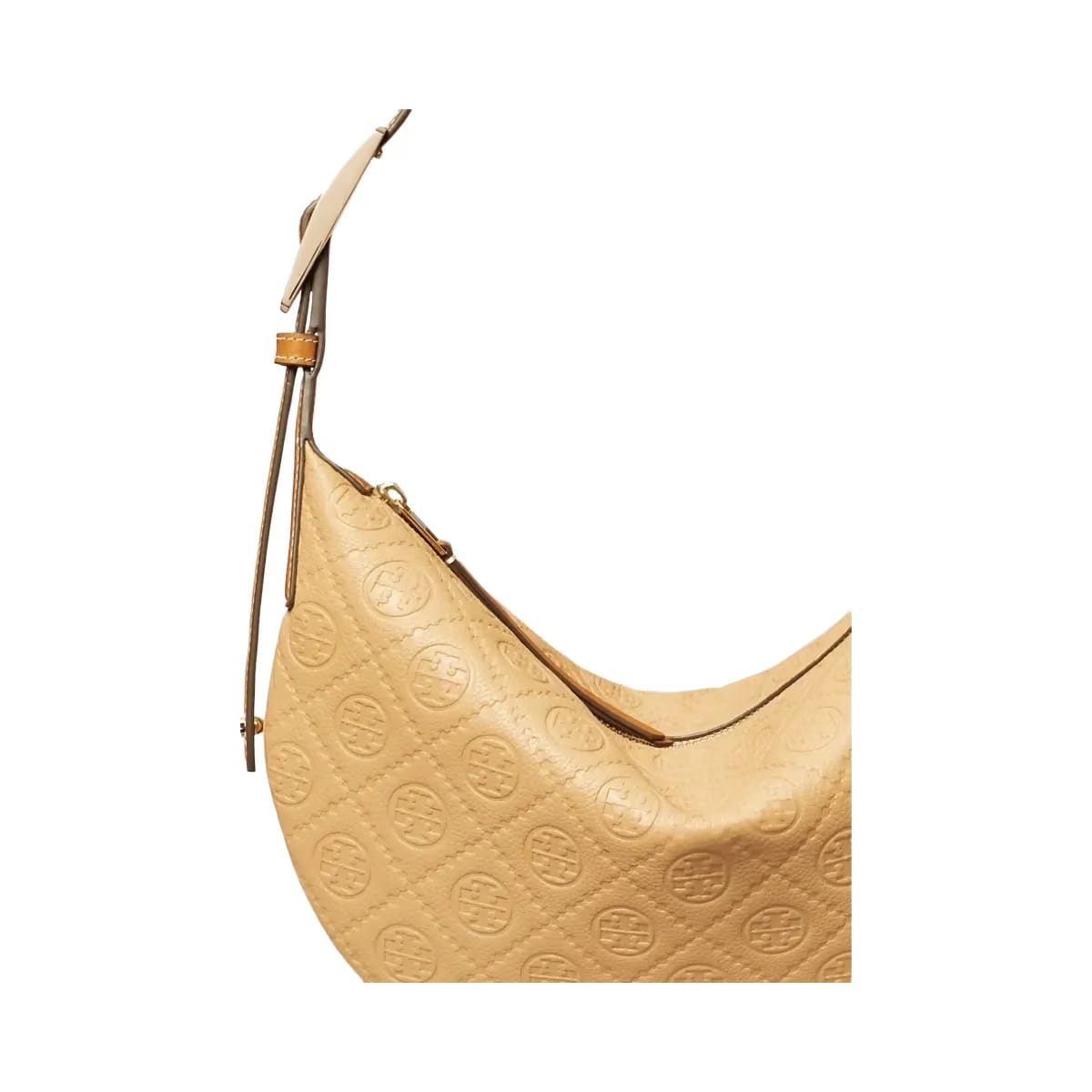 Tory Burch T Monogram Pebbled Small Balloon Bag Biscotti