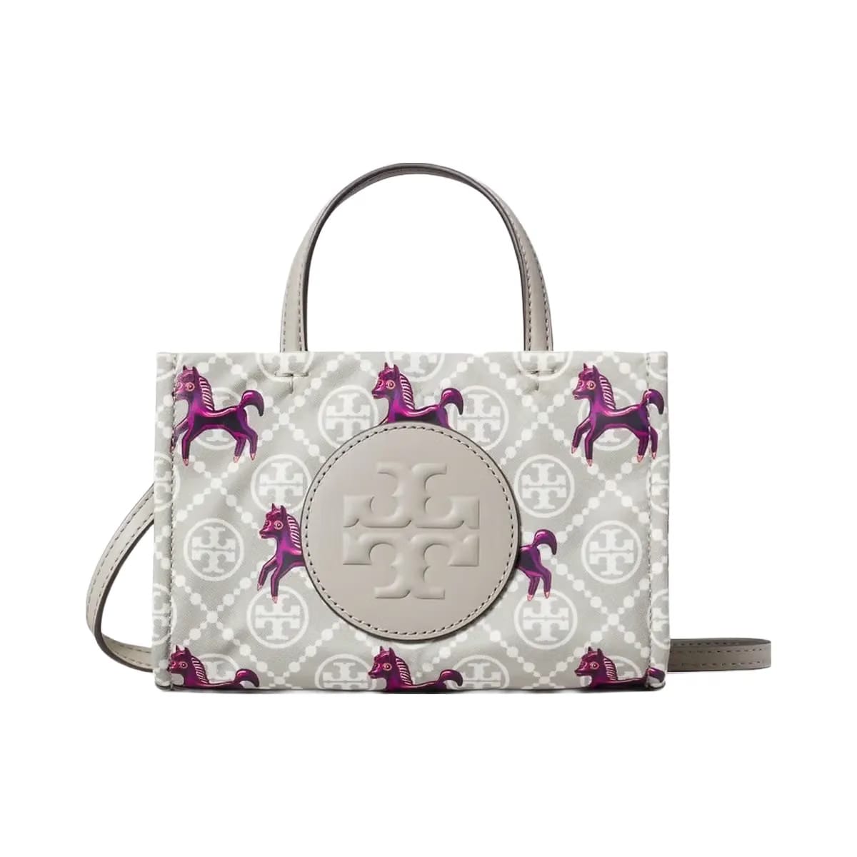 Tory Burch Mini Ella Horse Tote Gray / Magenta