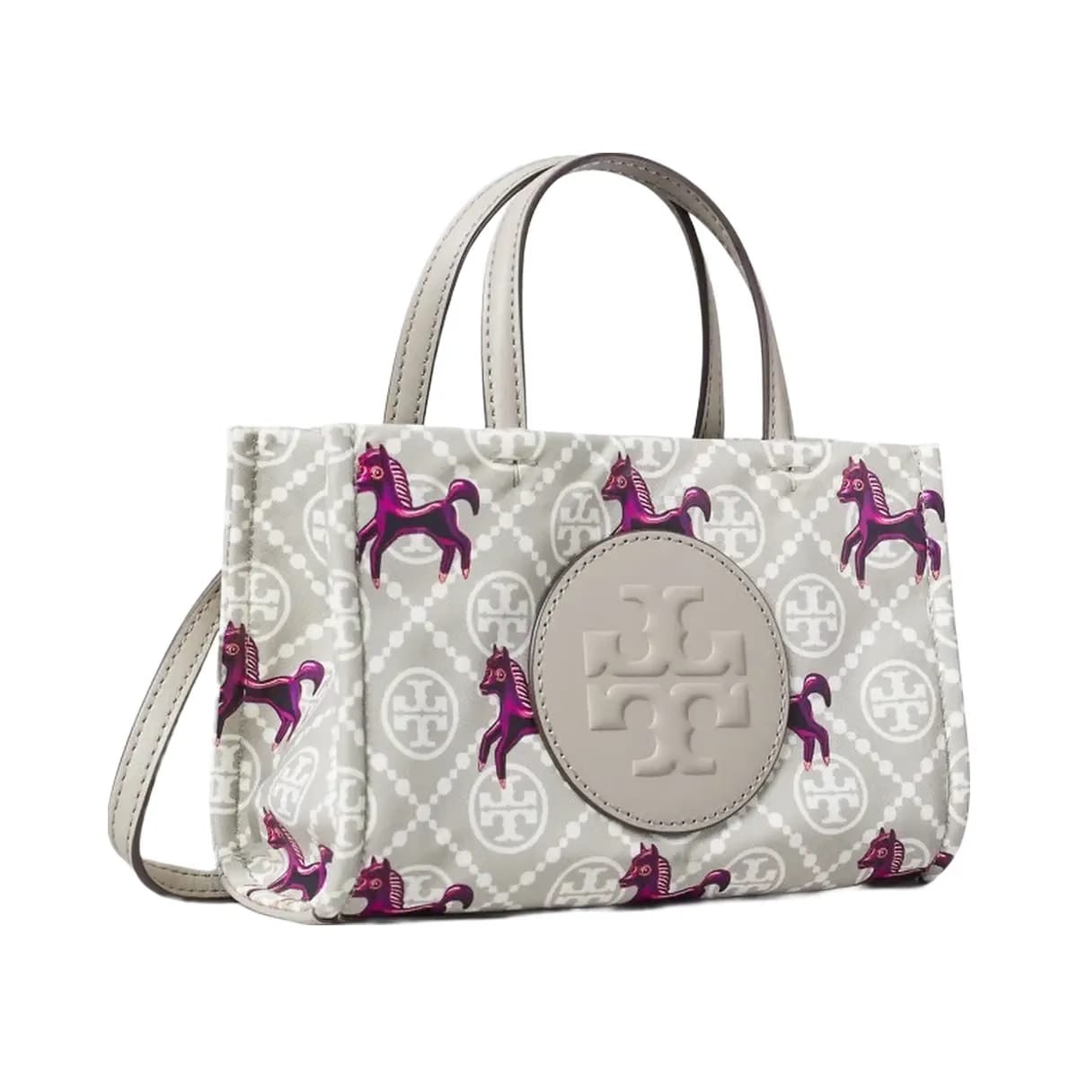 Tory Burch Mini Ella Horse Tote Gray / Magenta