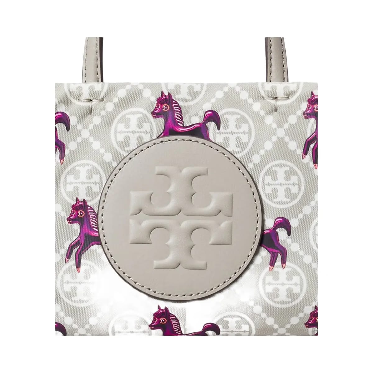 Tory Burch Mini Ella Horse Tote Gray / Magenta