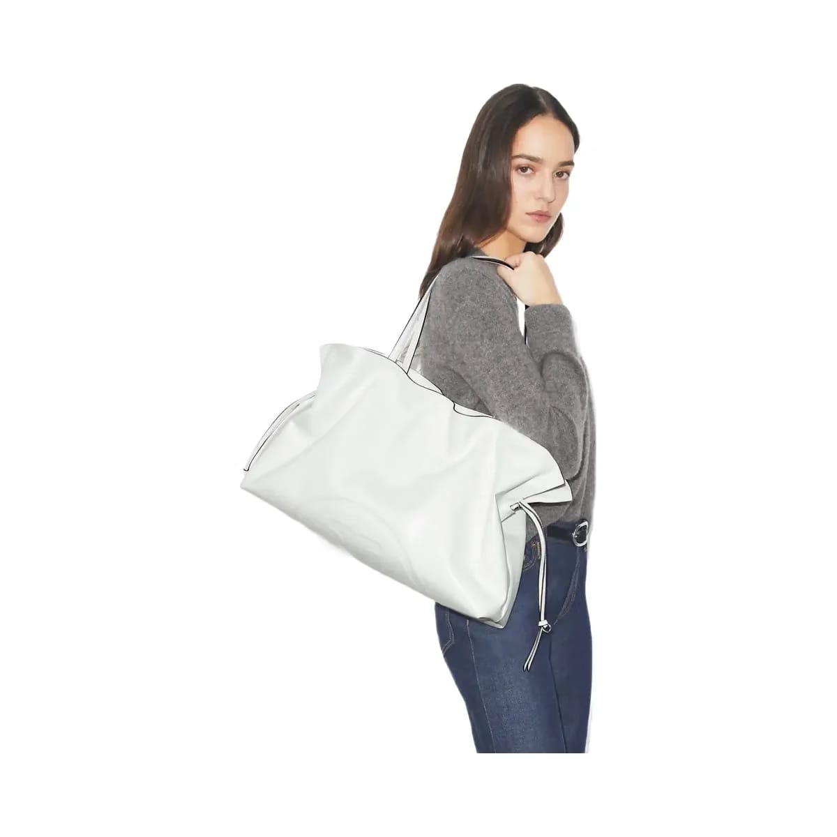 Tory Burch Ella natuura Drawstring Tote Bianco