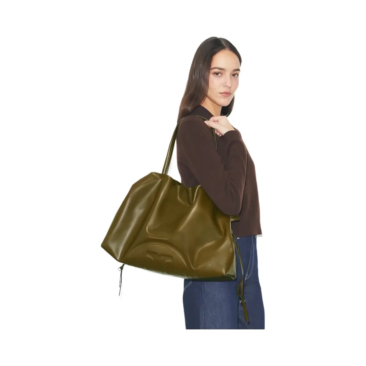 Tory Burch Ella natuura Drawstring Tote Dark Olive