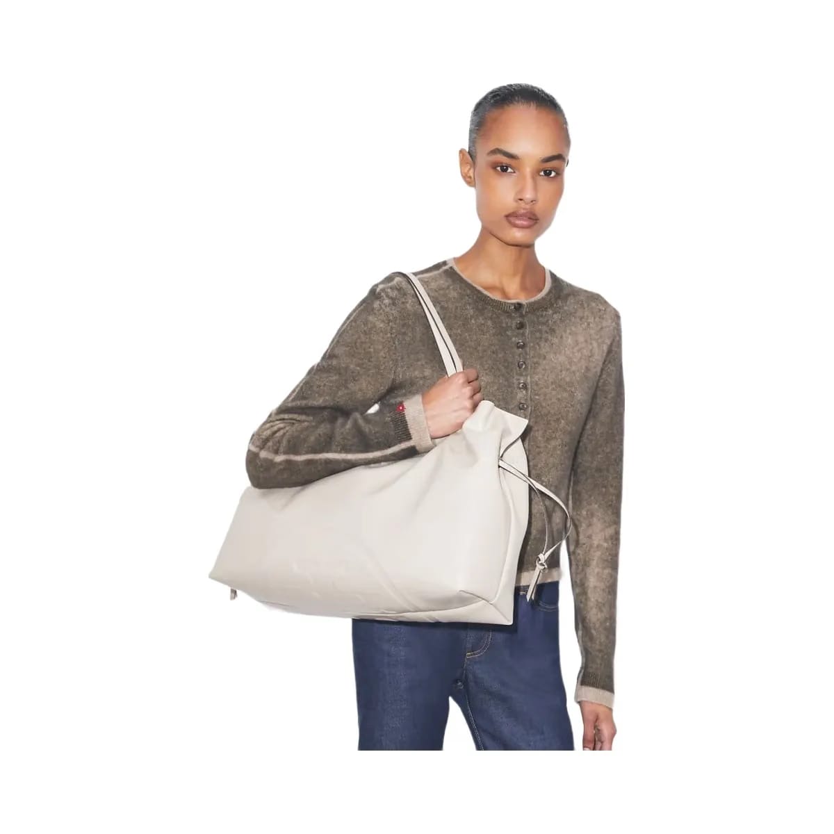 Tory Burch Ella natuura Drawstring Tote Light Stone