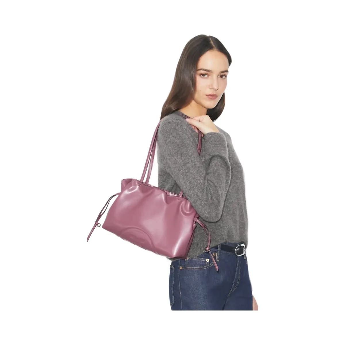 Tory Burch Small Ella natuura Drawstring Tote Plum Haze