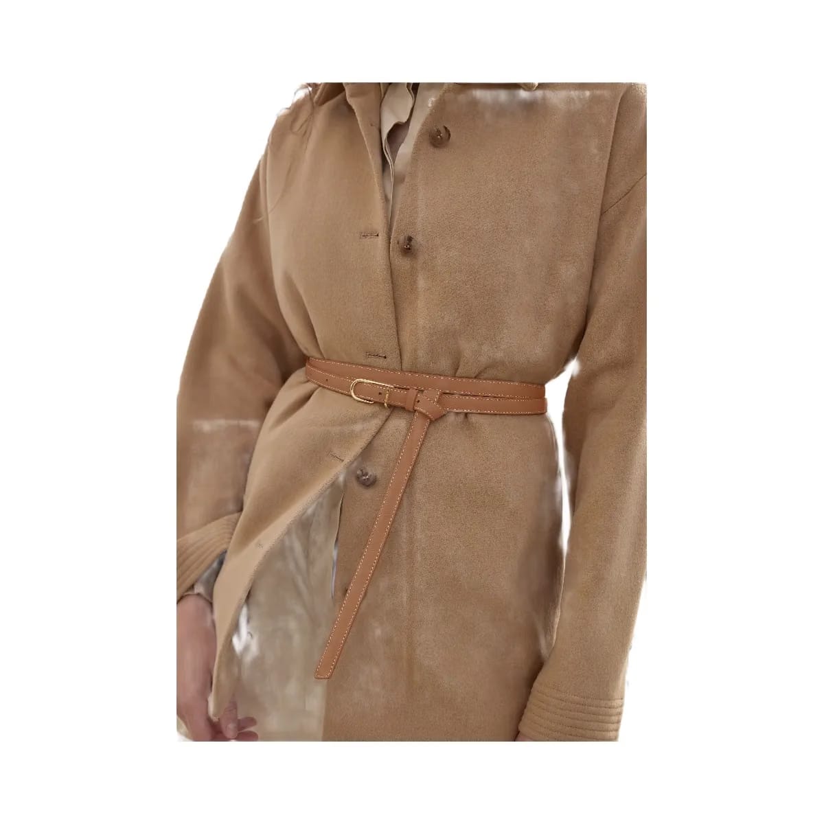 Polene Thin Umi Belt Textured Camel