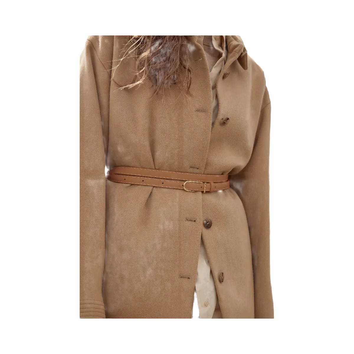 Polene Thin Umi Belt Textured Camel