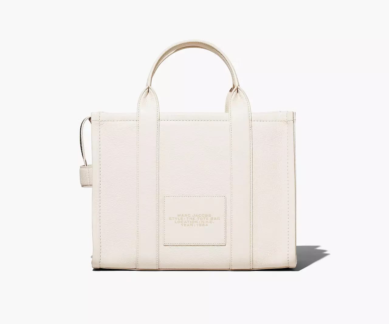 Marc Jacobs The Leather Medium Tote Bag 'Cotton/Silver'