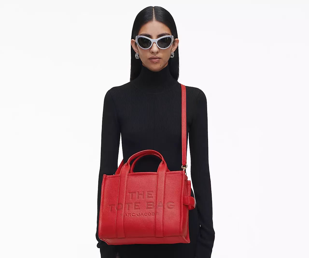 Marc Jacobs The Leather Medium Tote Bag 'True Red'