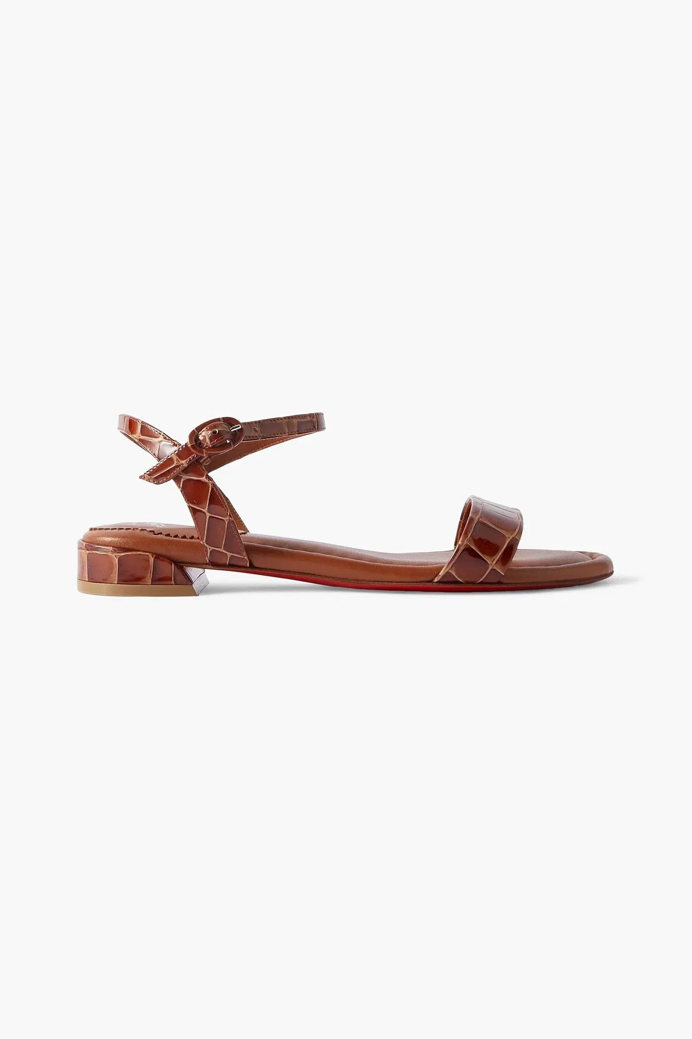 Christian Louboutin Sweet Jane Croc-Effect Patent-Leather Sandals Brown Women's