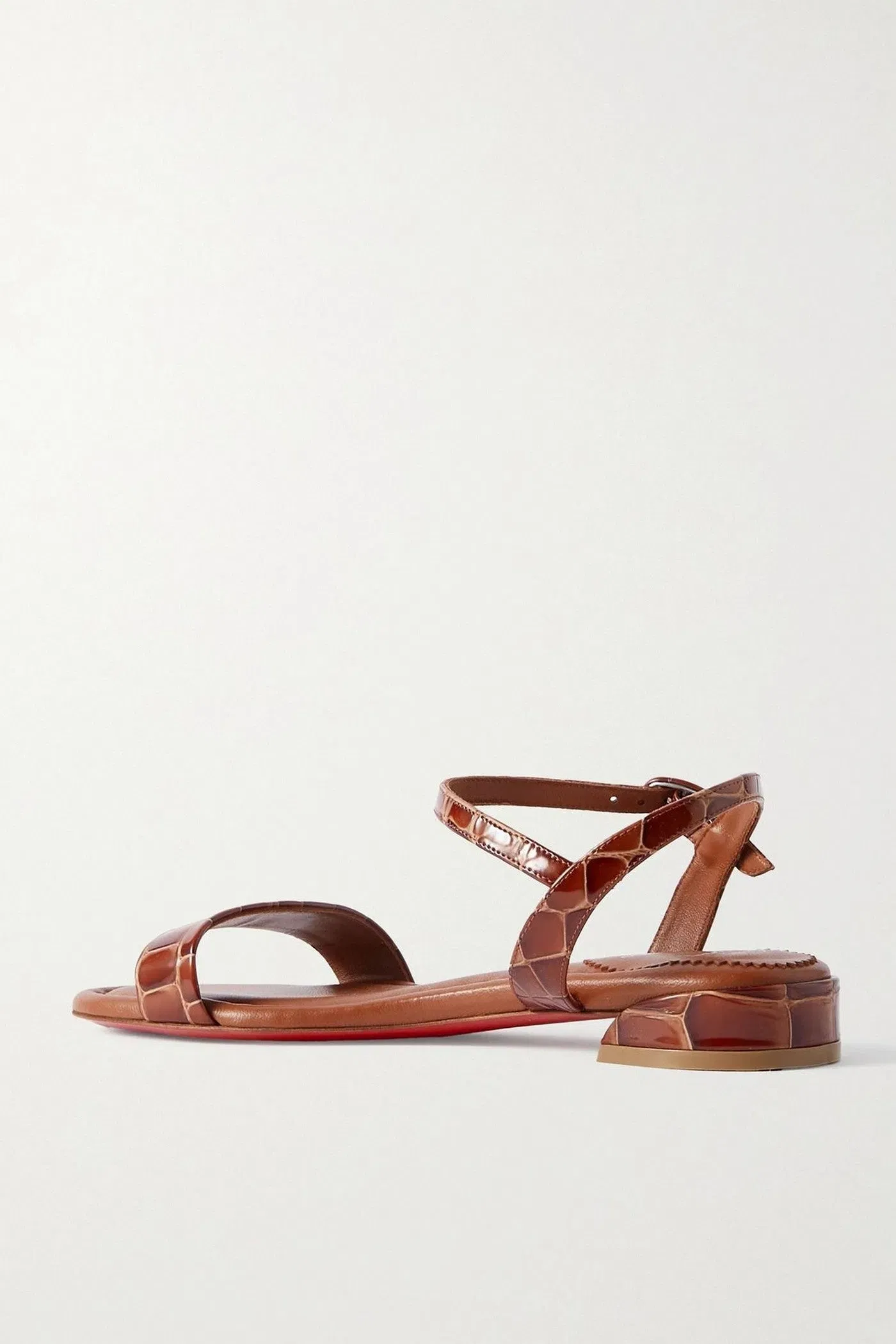 Christian Louboutin Sweet Jane Croc-Effect Patent-Leather Sandals Brown Women's