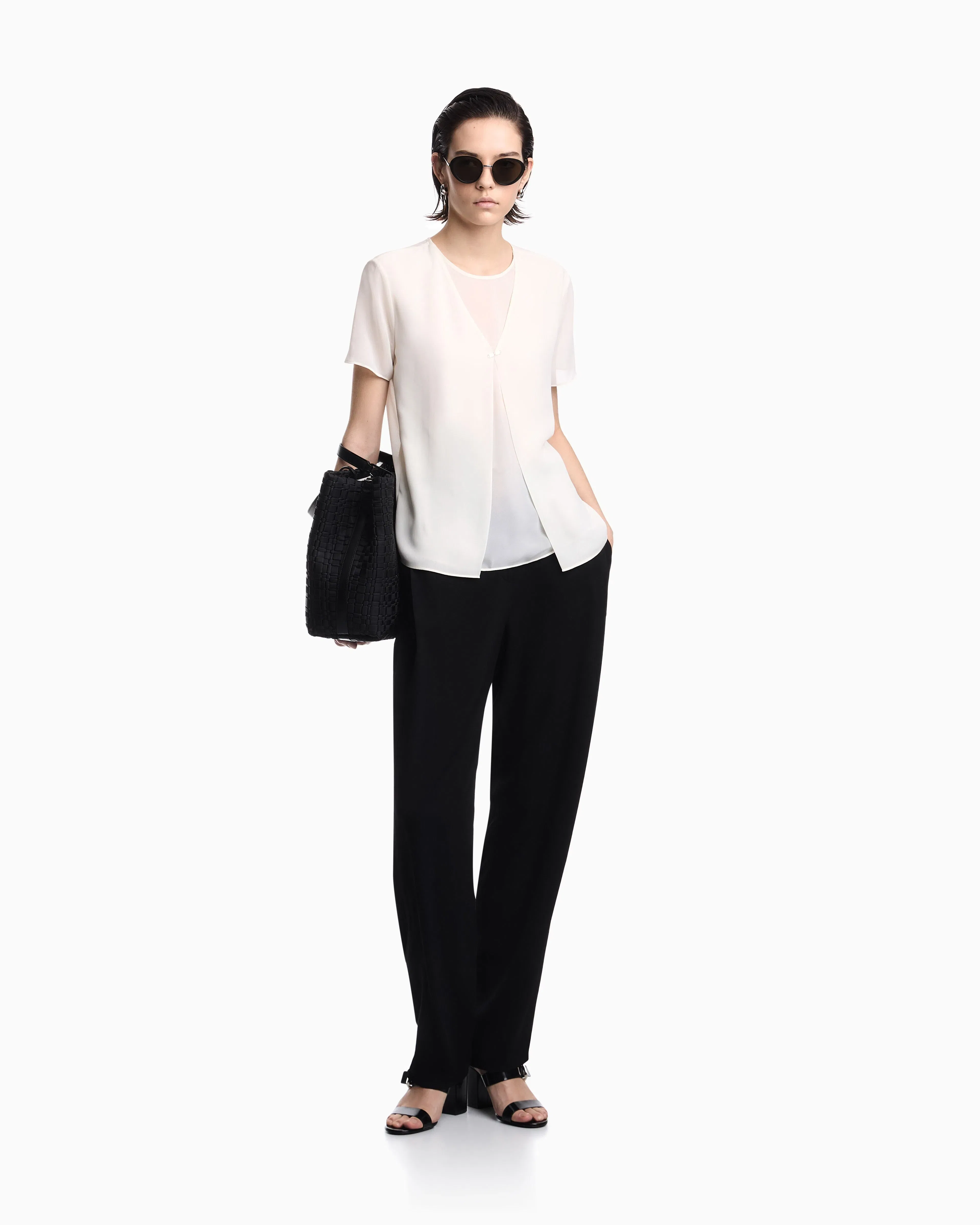 Emporio Armani Two-piece technical georgette blouse