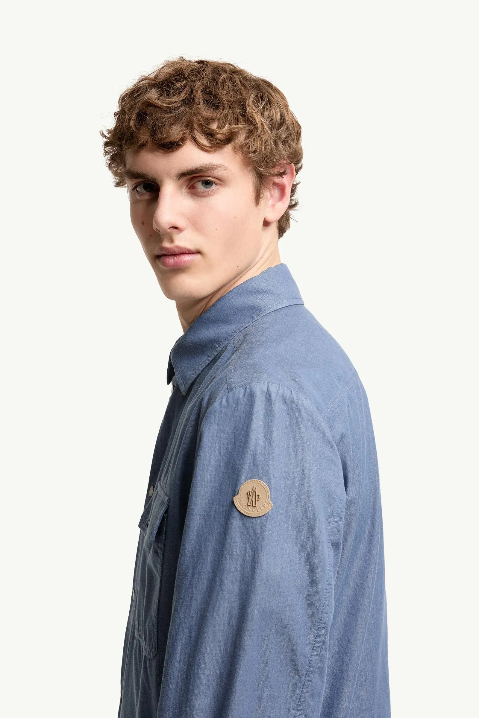 Moncler Denim Shirt Jacket Sky Blue Sky Blue