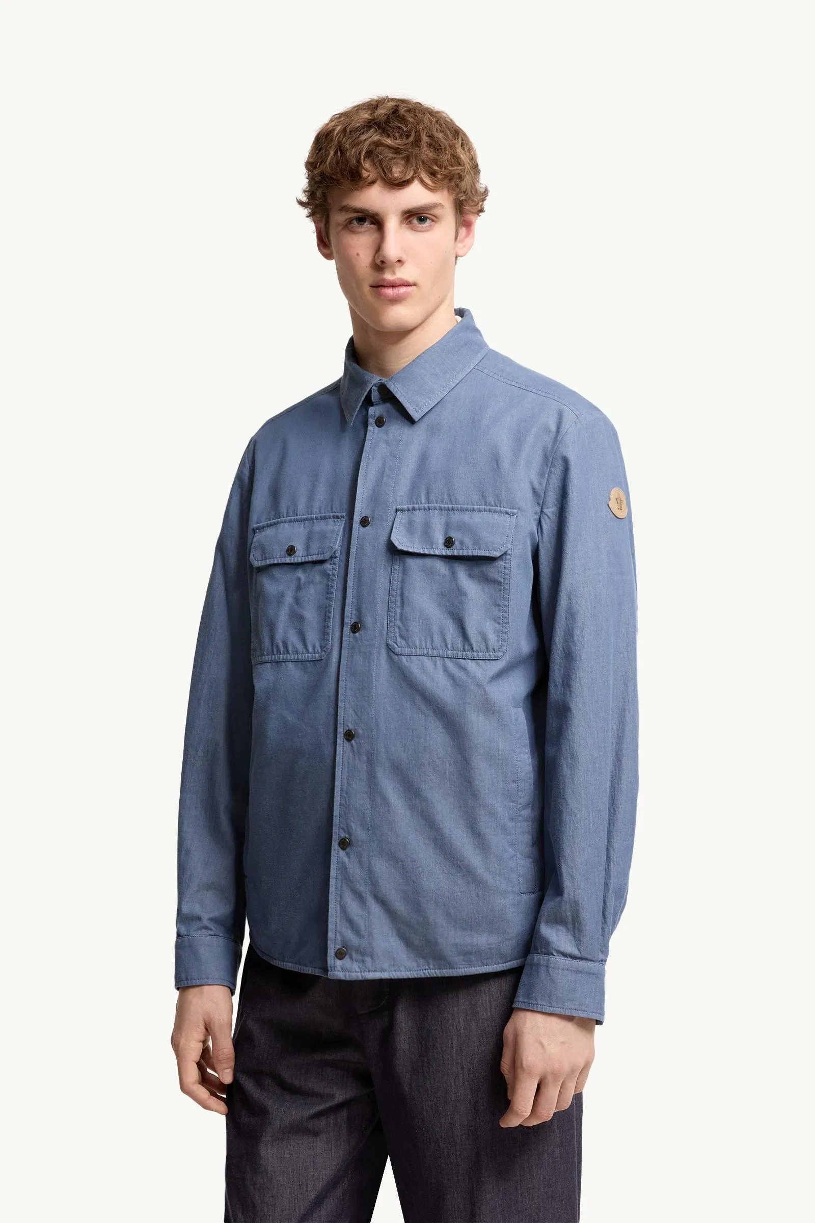 Moncler Denim Shirt Jacket Sky Blue Sky Blue