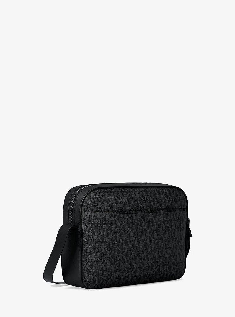 Michael Kors Cooper Embellished Signature Logo Flight Bag Black Combo