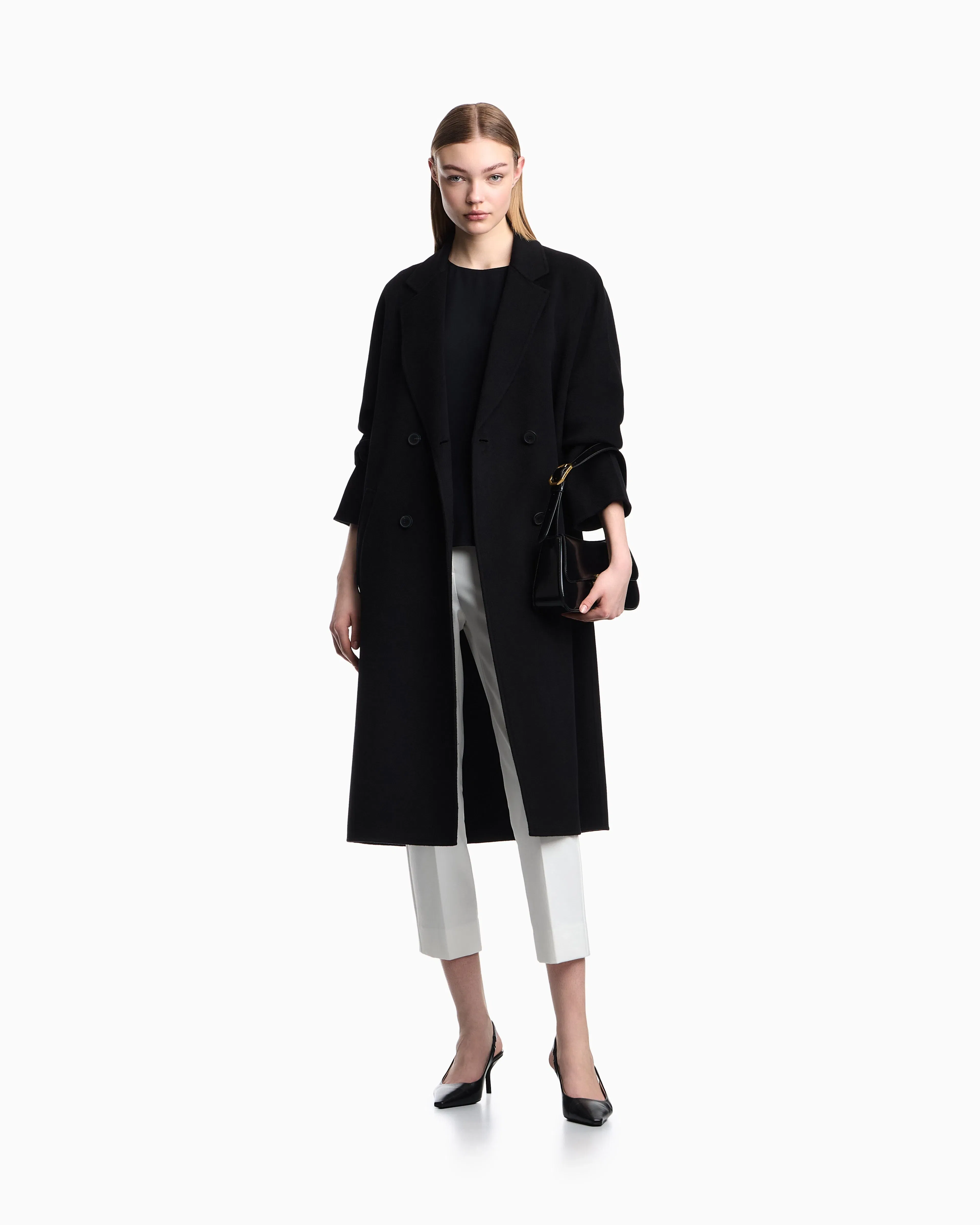 Emporio Armani High-waisted trousers in stretch cotton gabardine Essential
