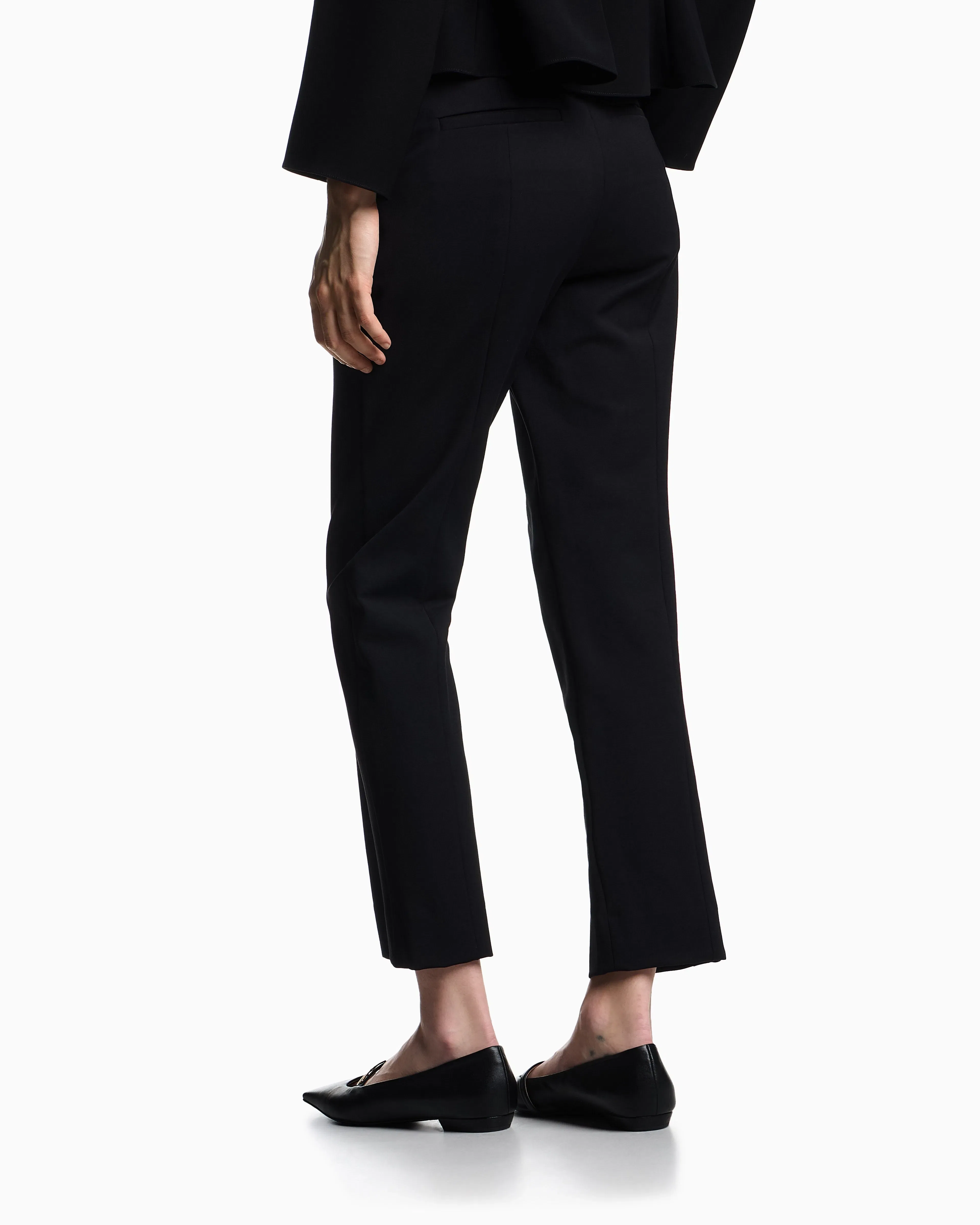 Emporio Armani High-waisted trousers in stretch cotton gabardine Essential