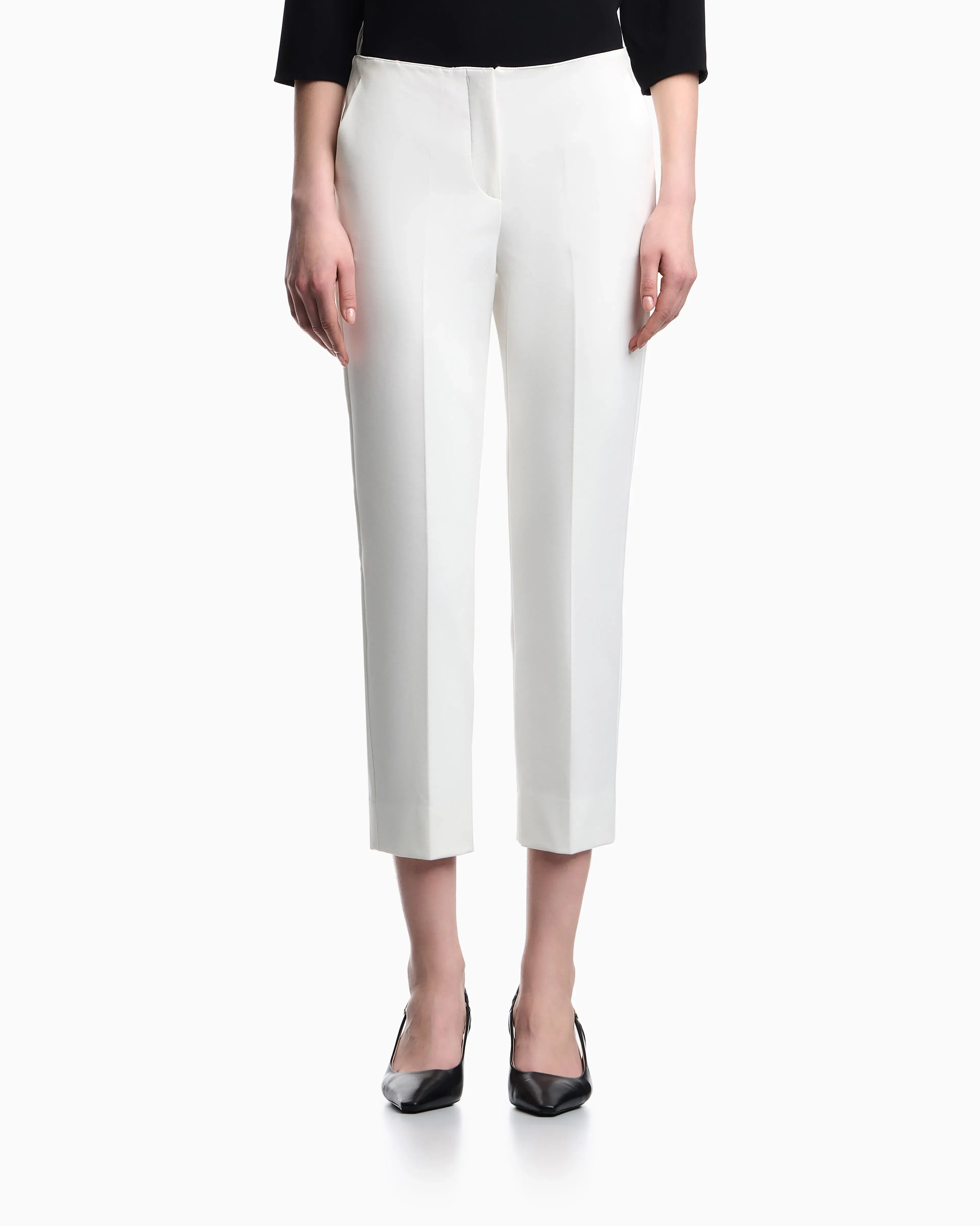 Emporio Armani High-waisted trousers in stretch cotton gabardine Essential