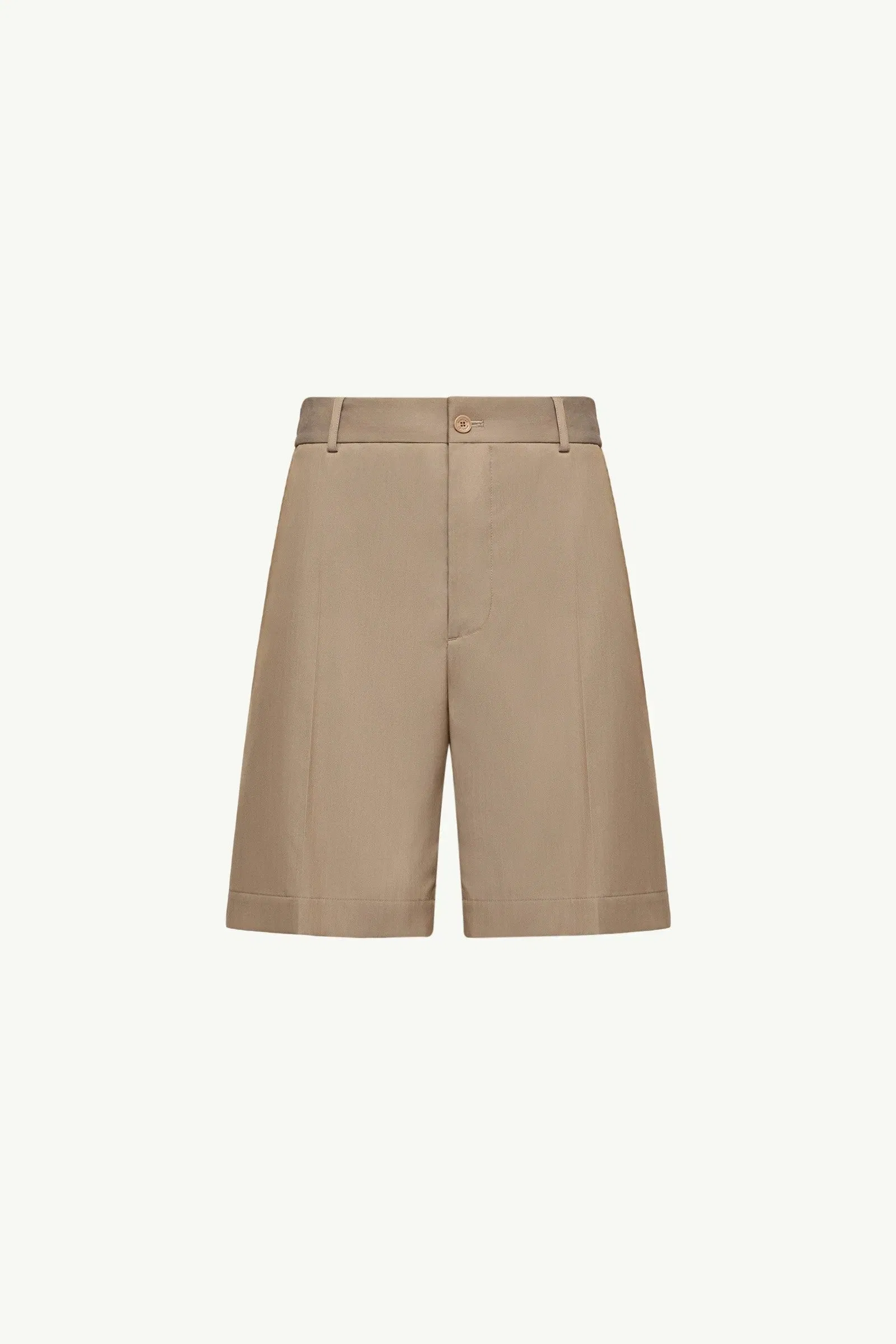 Moncler Wool Blend Gabardine Bermuda Shorts Beige Beige
