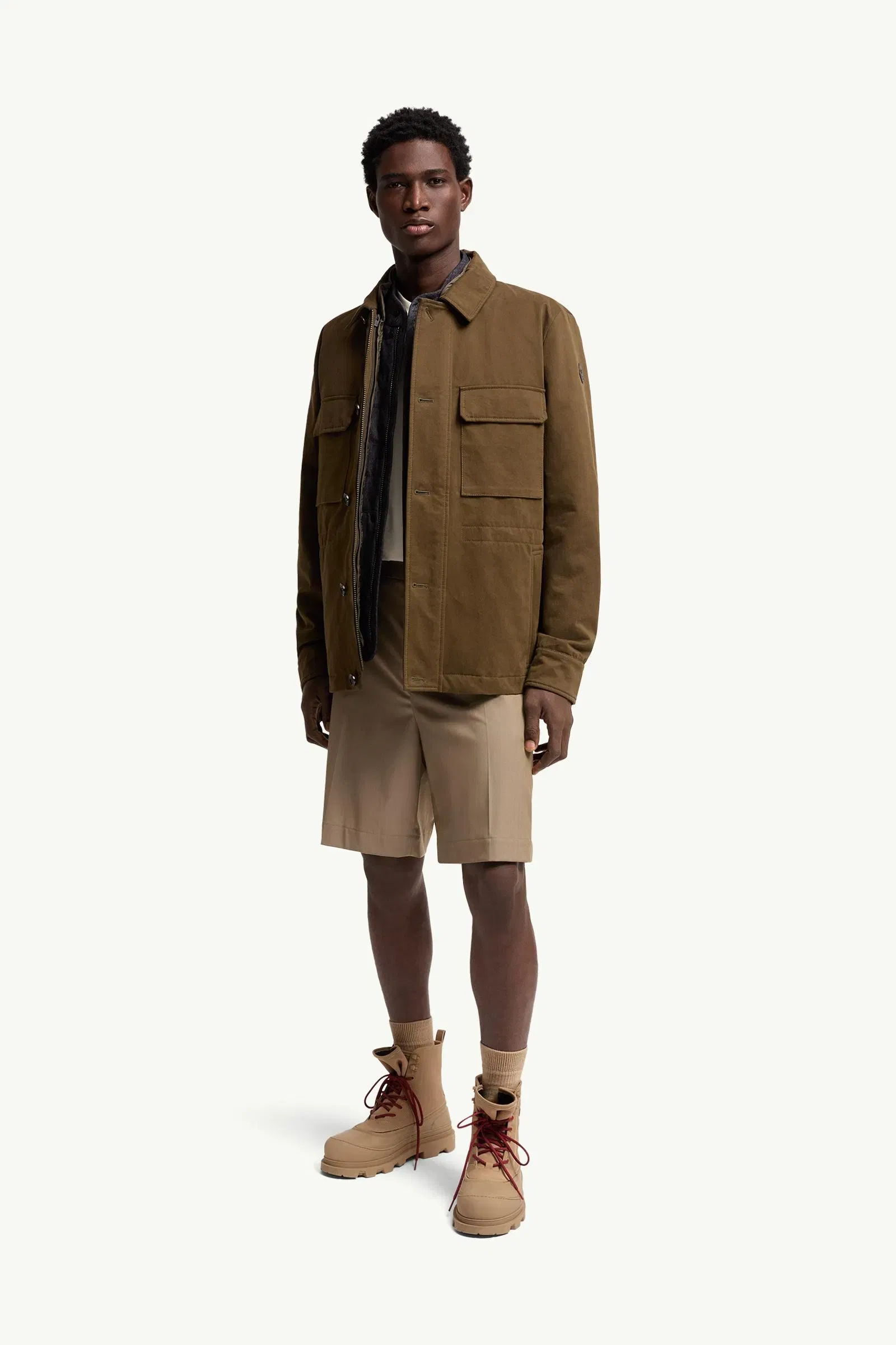 Moncler Wool Blend Gabardine Bermuda Shorts Beige Beige
