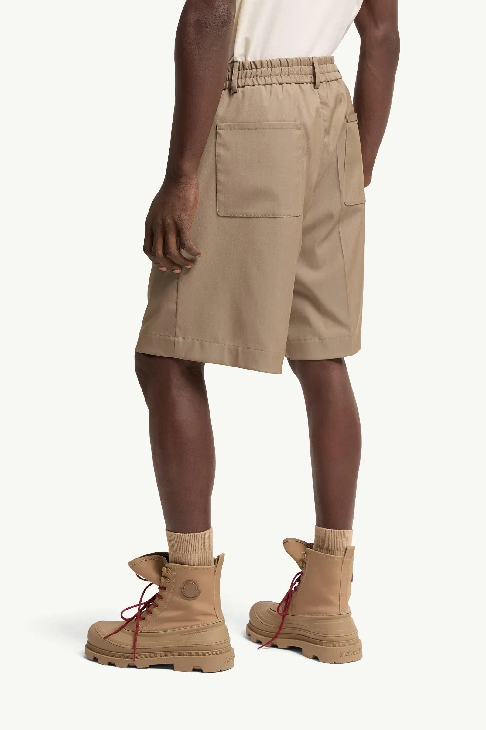 Moncler Wool Blend Gabardine Bermuda Shorts Beige Beige
