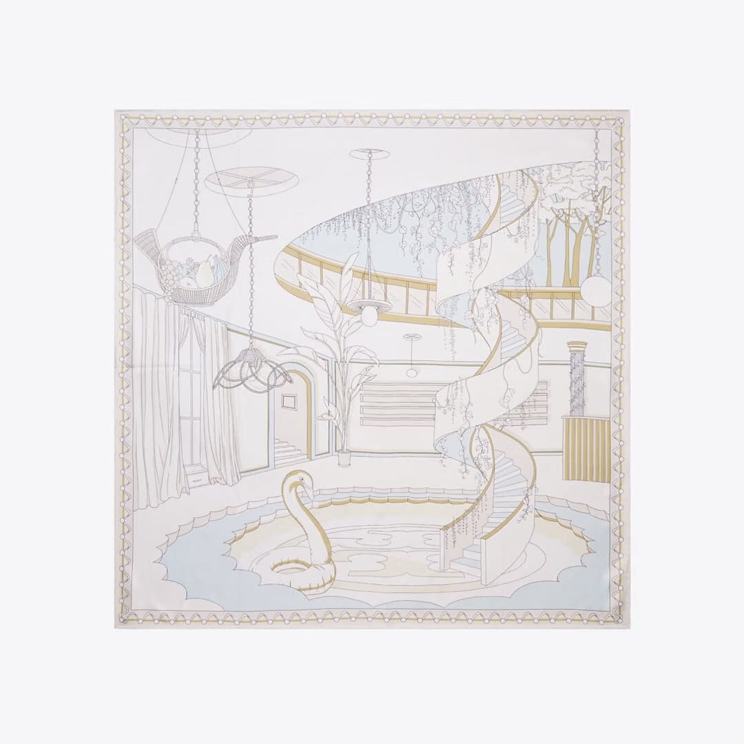 Tory Burch The Pool Silk Square Scarf The Pool Beige