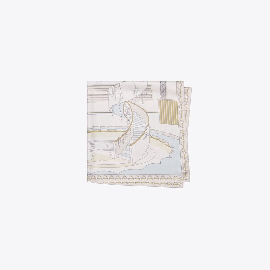Tory Burch The Pool Silk Square Scarf The Pool Beige