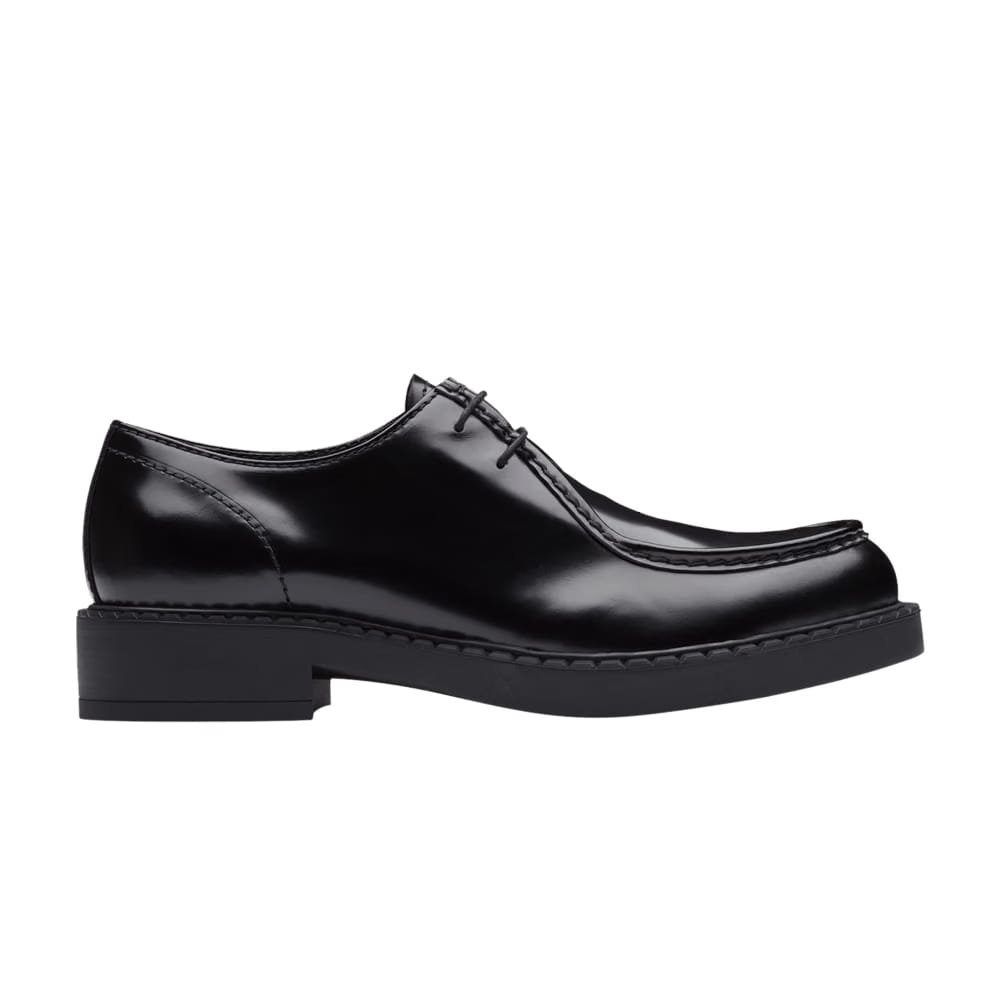Prada Brushed Leather Lace Up Black
