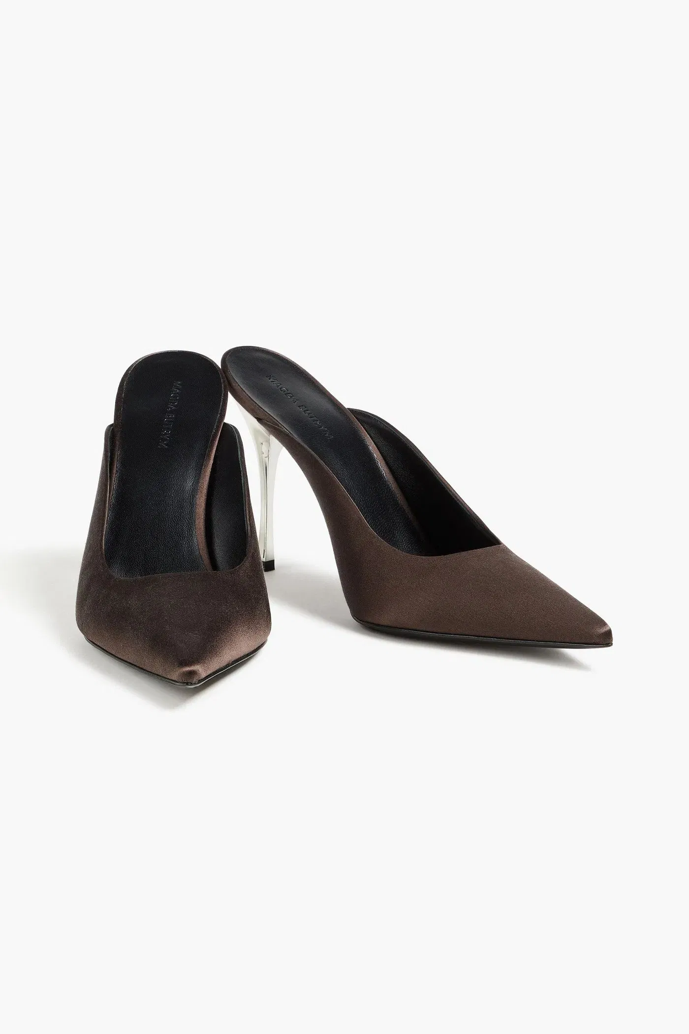 Magda Butrym Satin Mules Chocolate Women's
